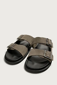DOUBLE STRAP LEATHER SANDALS