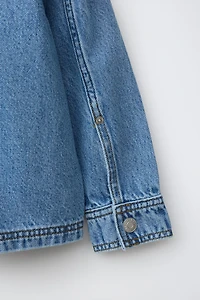 SURCHEMISE EN DENIM À CAPUCHE AMOVIBLE MOLLETON