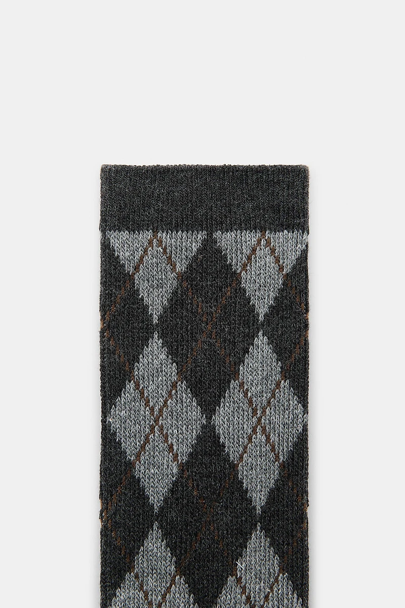 DIAMOND PATTERN COTTON SOCKS