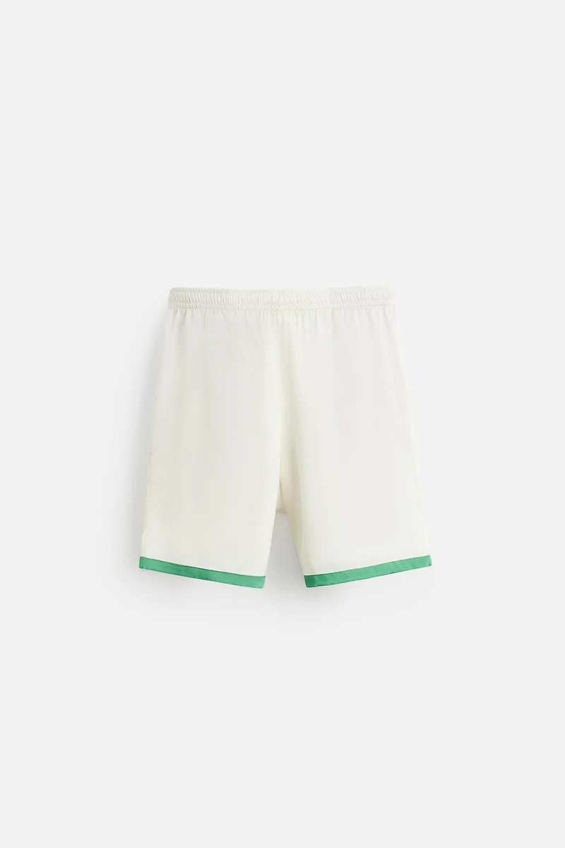 SATIN SHORTS WITH CONTRAST STRIPES