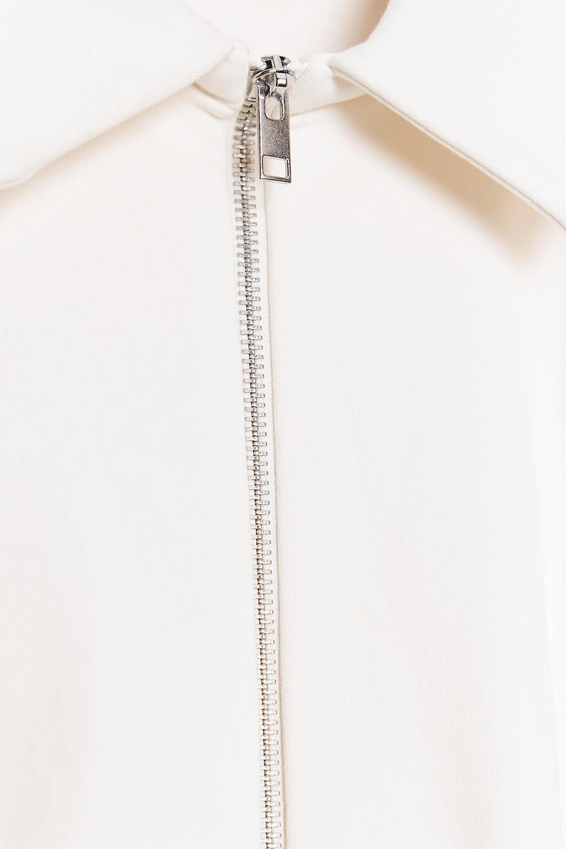 PLEATED FLEECE BOMBER JACKET
