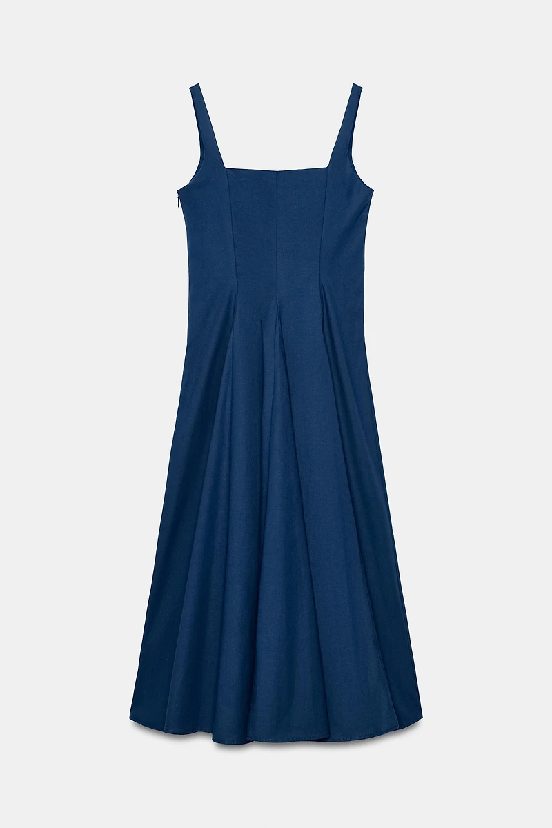 ROBE MIDI EN POPELINE À GODETS