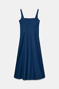ROBE MIDI EN POPELINE À GODETS