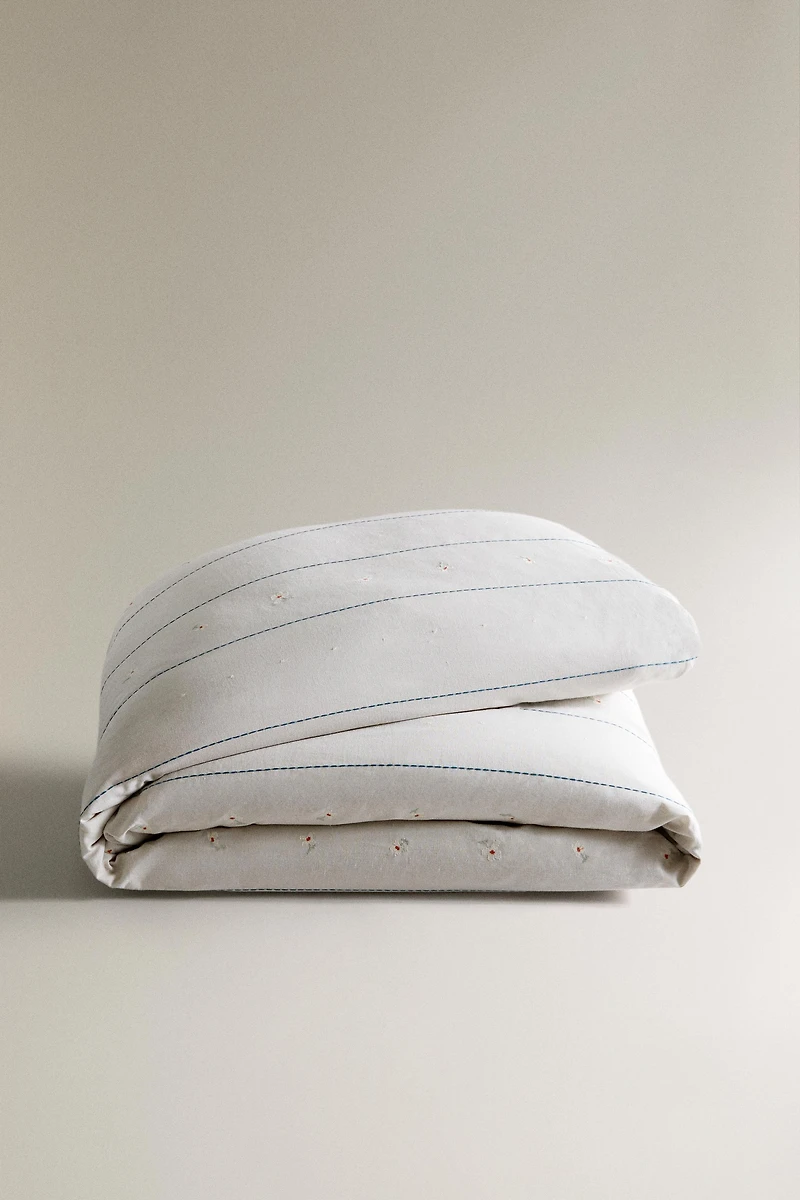 KIDS' FLORAL AND STRIPE DUVET COVER