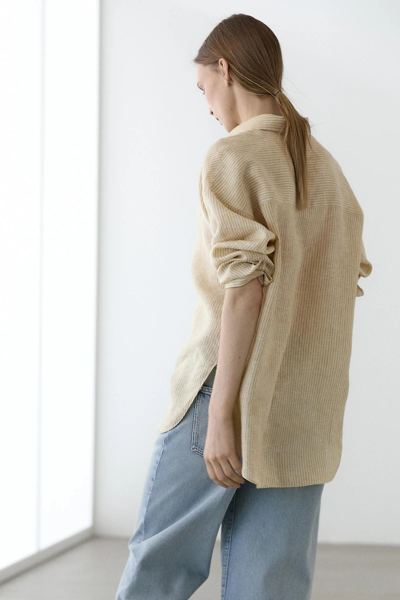 100% linen striped shirt