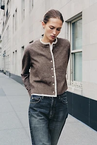 COMBINATION KNIT CARDIGAN