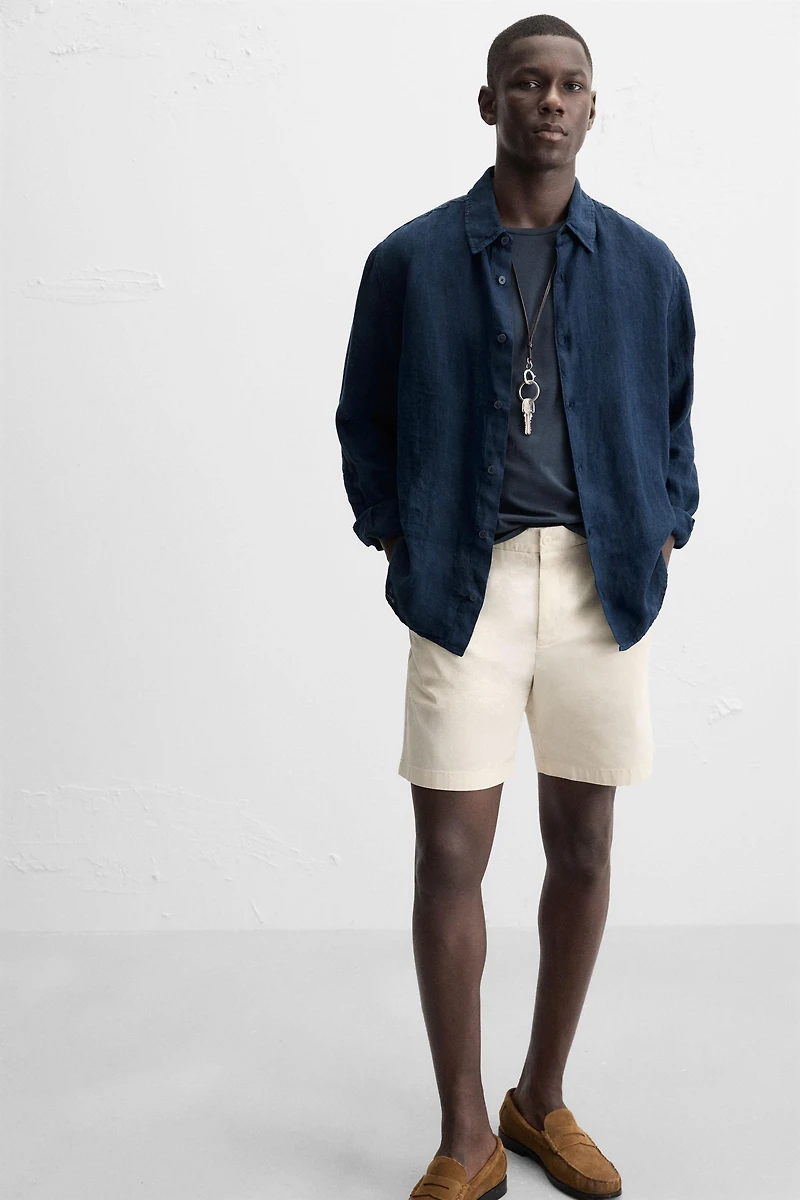 REGULAR FIT PLEATED BERMUDA SHORTS