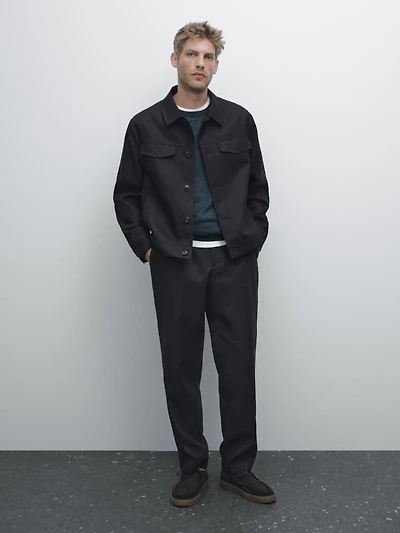 100% linen total look jacket