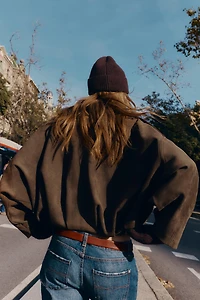 SUEDE EFFECT BOMBER JACKET