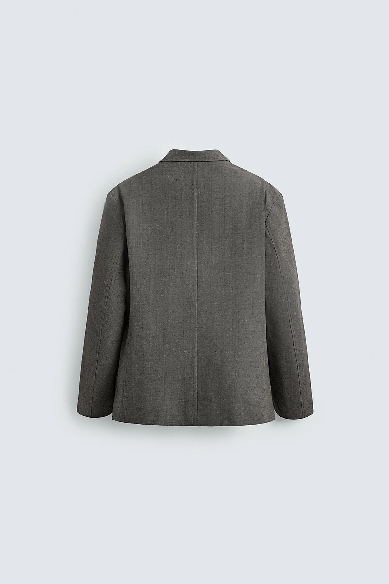 HERRINGBONE TEXTURED BLAZER