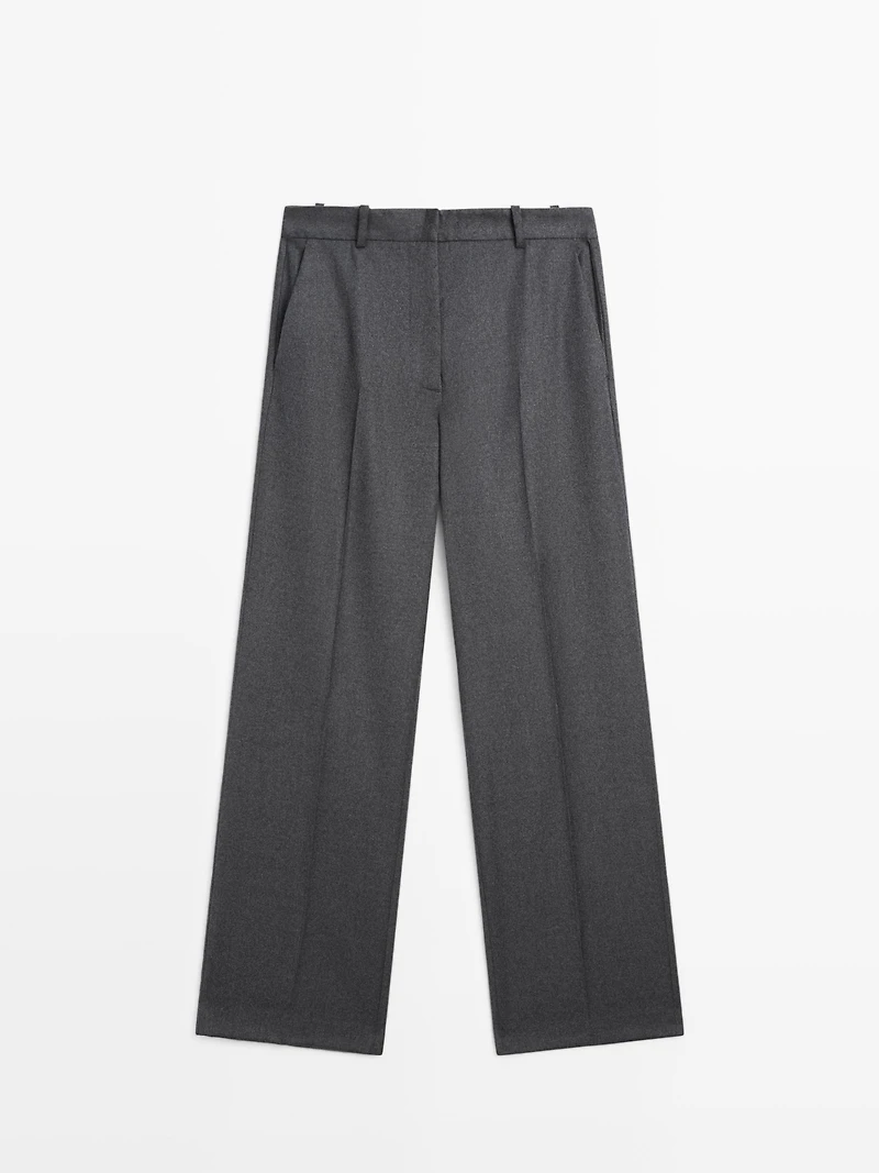 100% wool flannel suit trousers