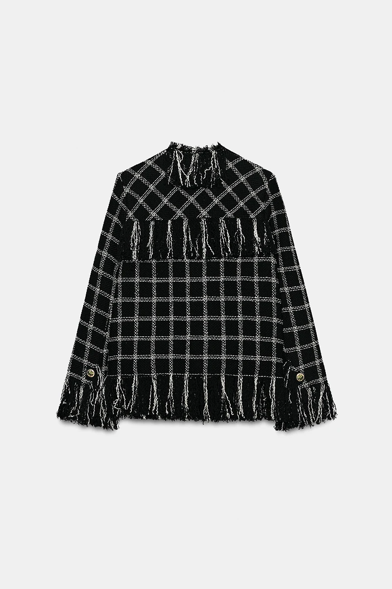 ZW COLLECTION FRINGED PLAID JACKET