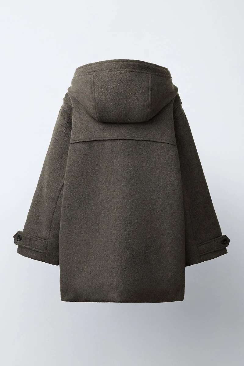 CLOTH DUFFEL COAT WITH WOOL