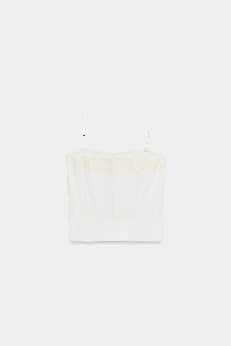EMBROIDERED GAUZE CAMISOLE