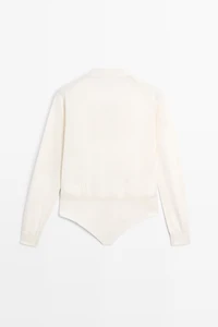 Silk blend bodysuit with button details - STUDIO