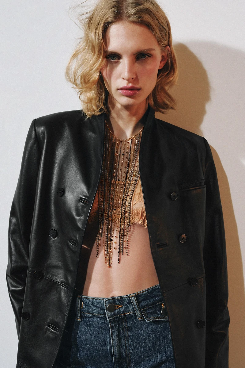 BEADED FRINGE GEM NECKLACE