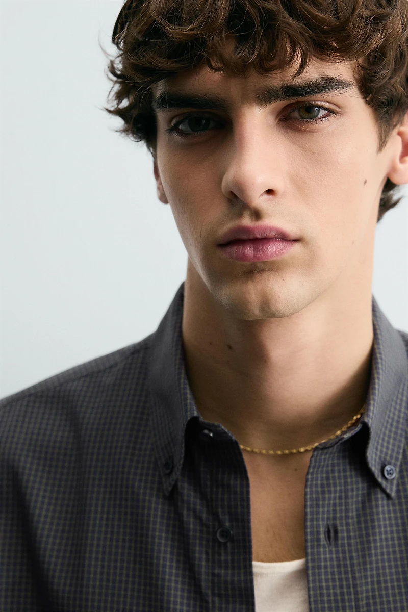 TEXTURED PLAID SHIRT