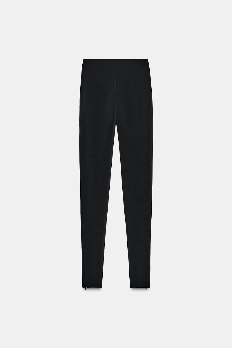 CREPE ZIPPERED LEGGINGS
