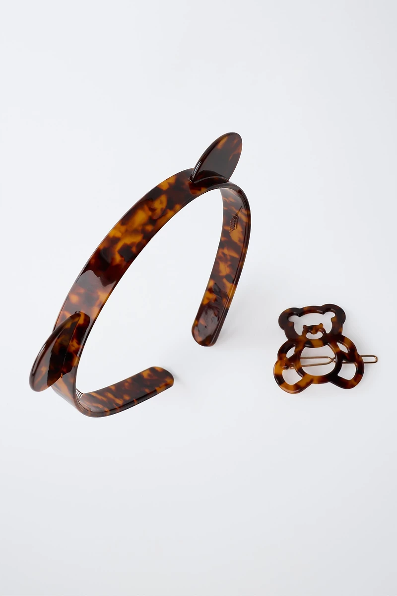 LOT SERRE-TÊTE ET PINCE OURS ASPECT ÉCAILLE
