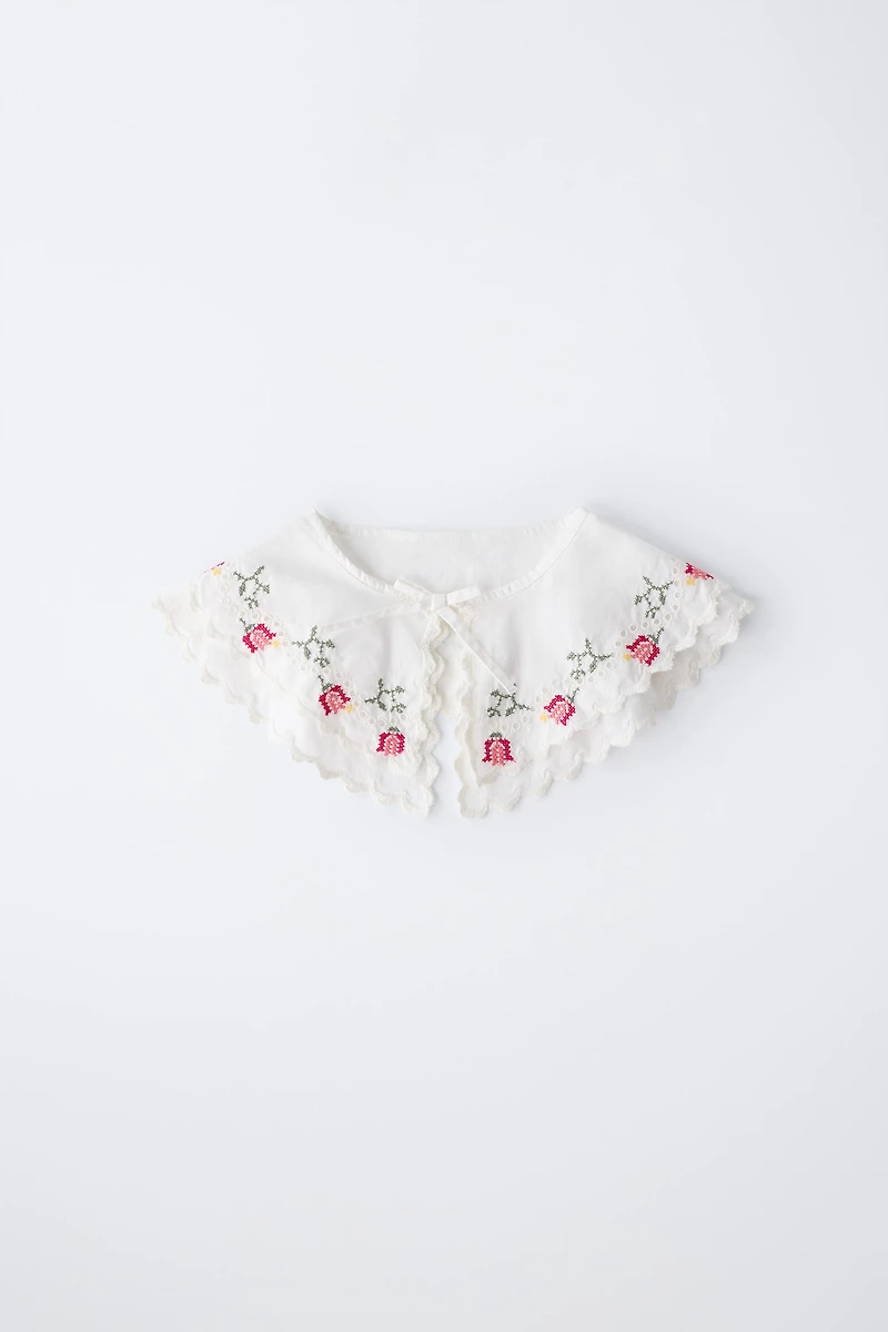 CROSS-STITCH EMBROIDERED POPLIN COLLAR