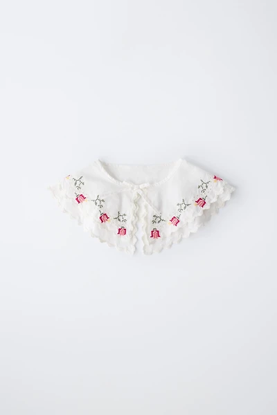 CROSS-STITCH EMBROIDERED POPLIN COLLAR
