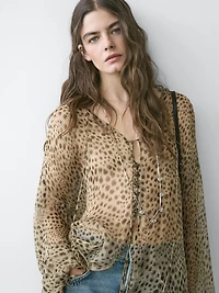 Flowing animal print blouse