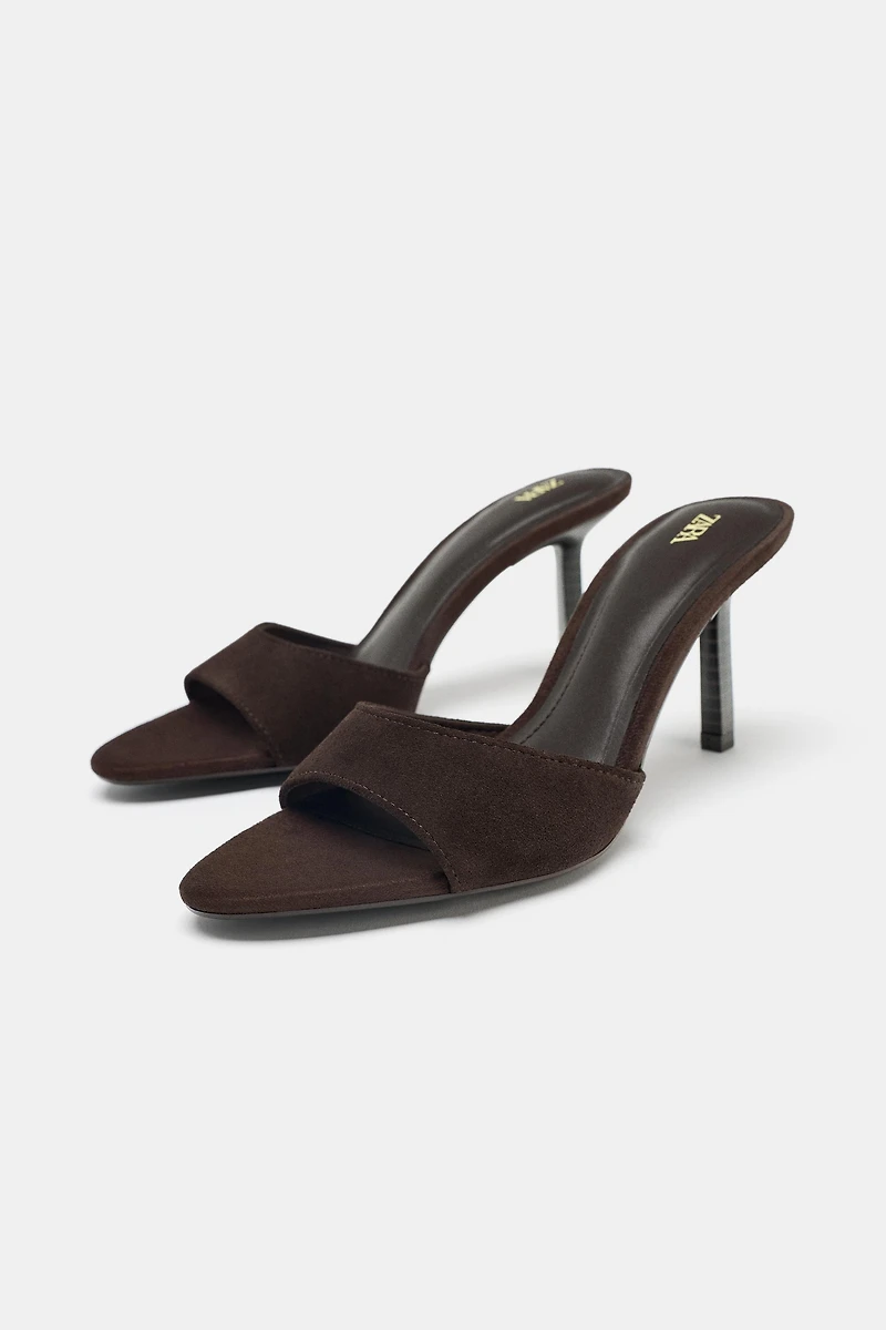 SPLIT LEATHER HEELED SANDALS