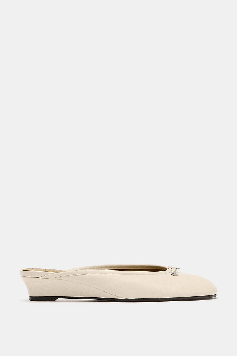LEATHER WEDGE SLINGBACK BALLET FLATS