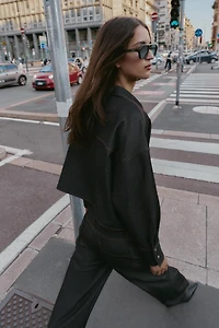 CONTRAST TOPSTITCHED OVERSIZED SHIRT