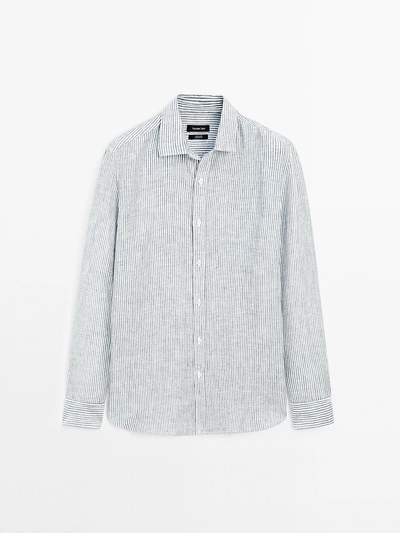 Chemise lin regular à rayures