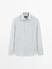 Chemise lin regular à rayures