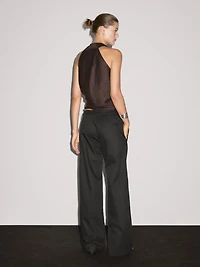 100% cotton mid-rise straight-leg trousers