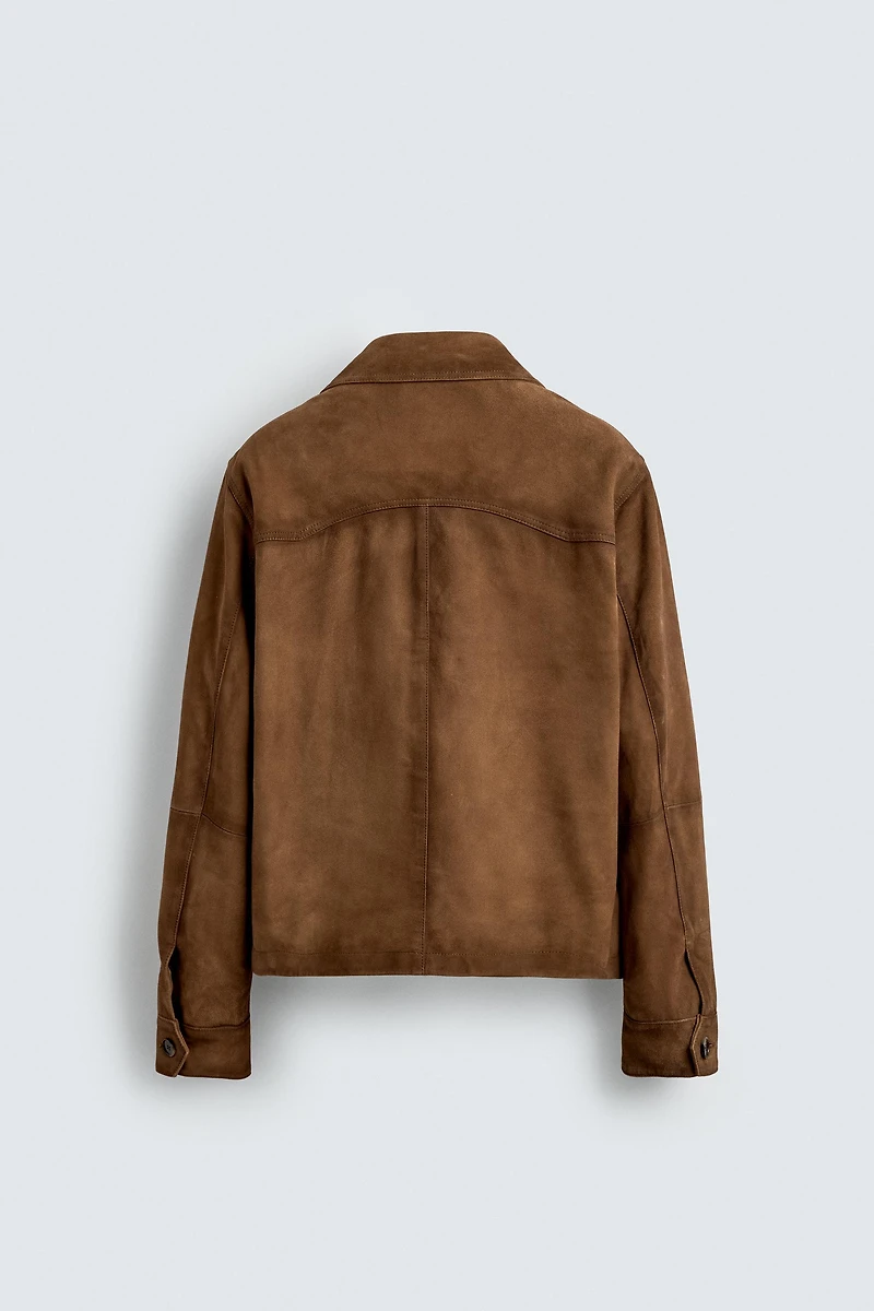 BLOUSON RELAXED EN CUIR ET DAIM