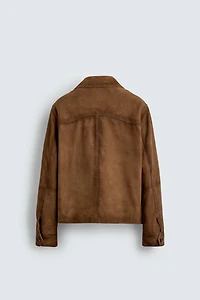 BLOUSON RELAXED EN CUIR ET DAIM