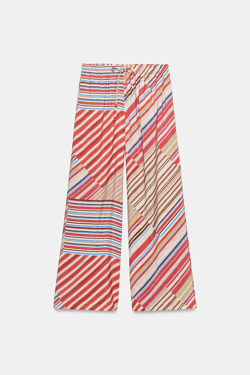 STRIPED WIDE-LEG PANTS