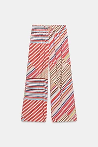 STRIPED WIDE-LEG PANTS