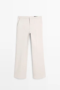 Mid-waist waxed flared pants