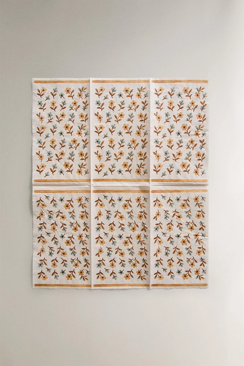 SERVIETTES PAPIER FLEURS ET CARREAUX (LOT DE 30)