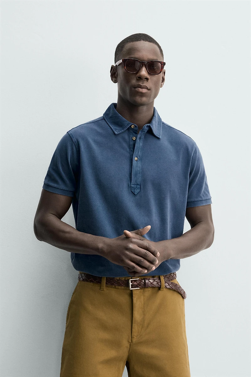 POLO EN PIQUÉ REGULAR FIT DÉLAVÉ