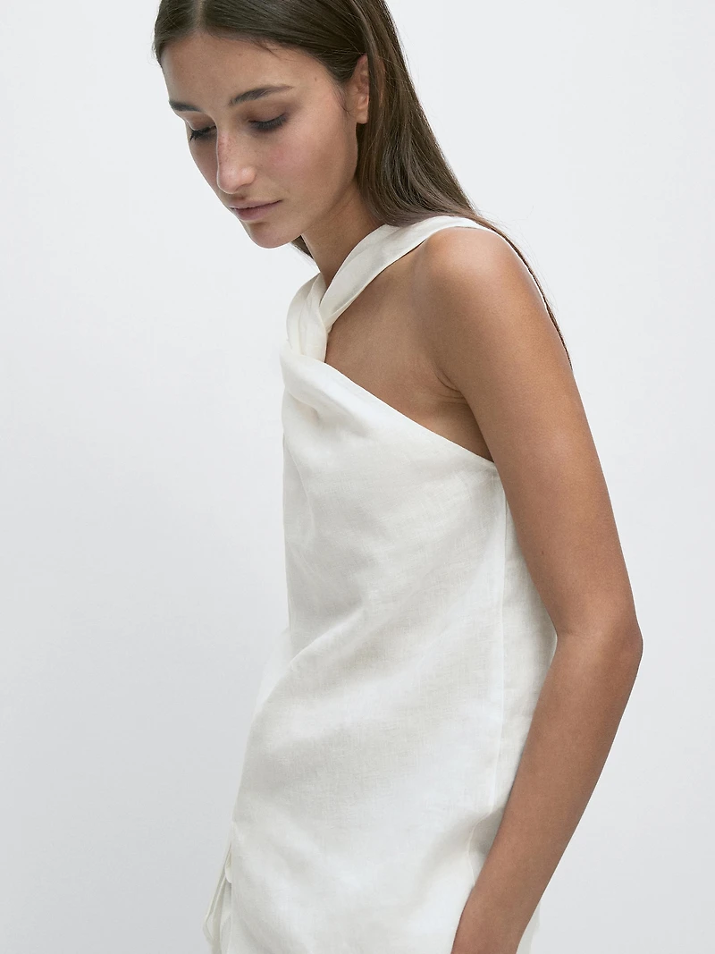 100% linen crossover top