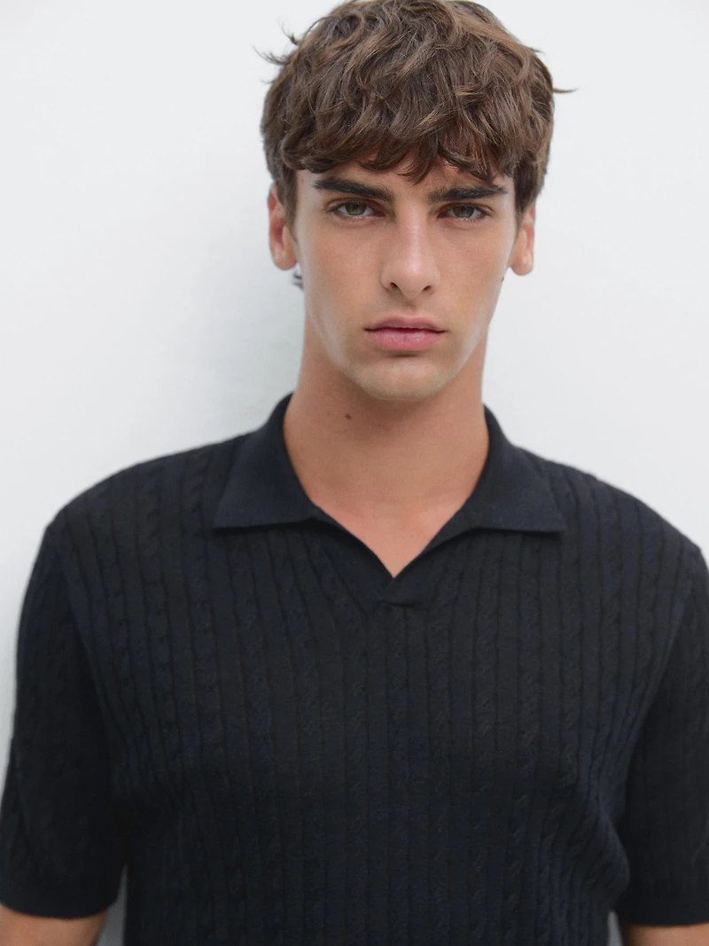 Polo en maille tressée