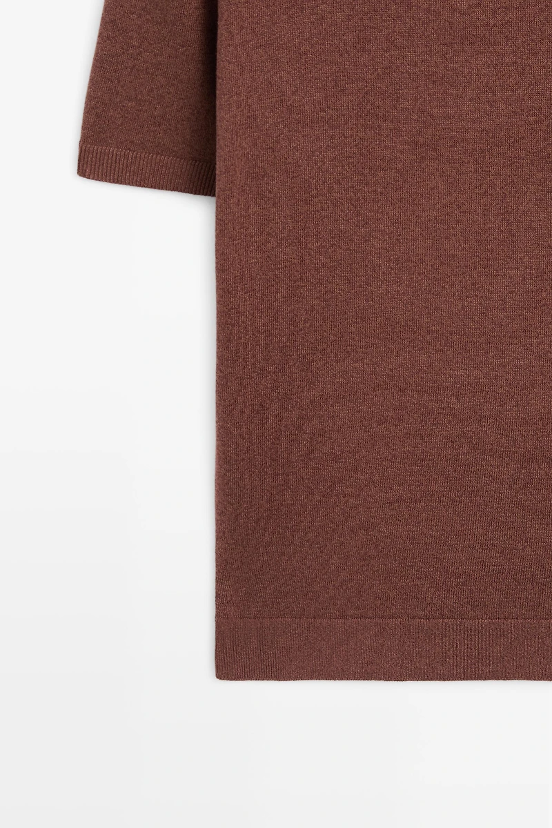 Linen blend knit polo sweater