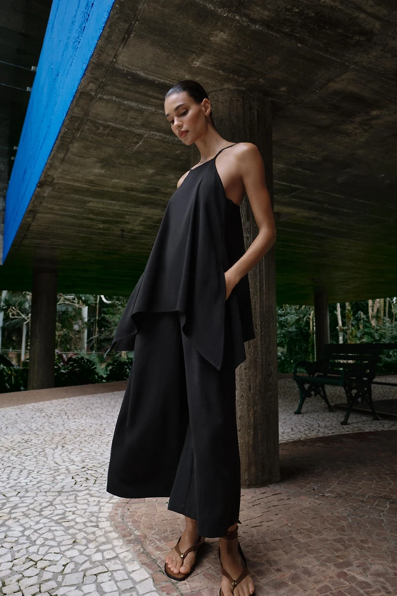 DOUBLE LAYER BRAIDED STRAP JUMPSUIT