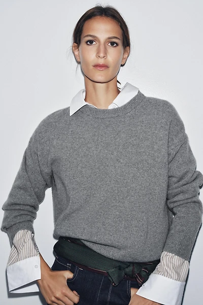 PULL CACHEMIRE ET LAINE MANCHES LONGUES