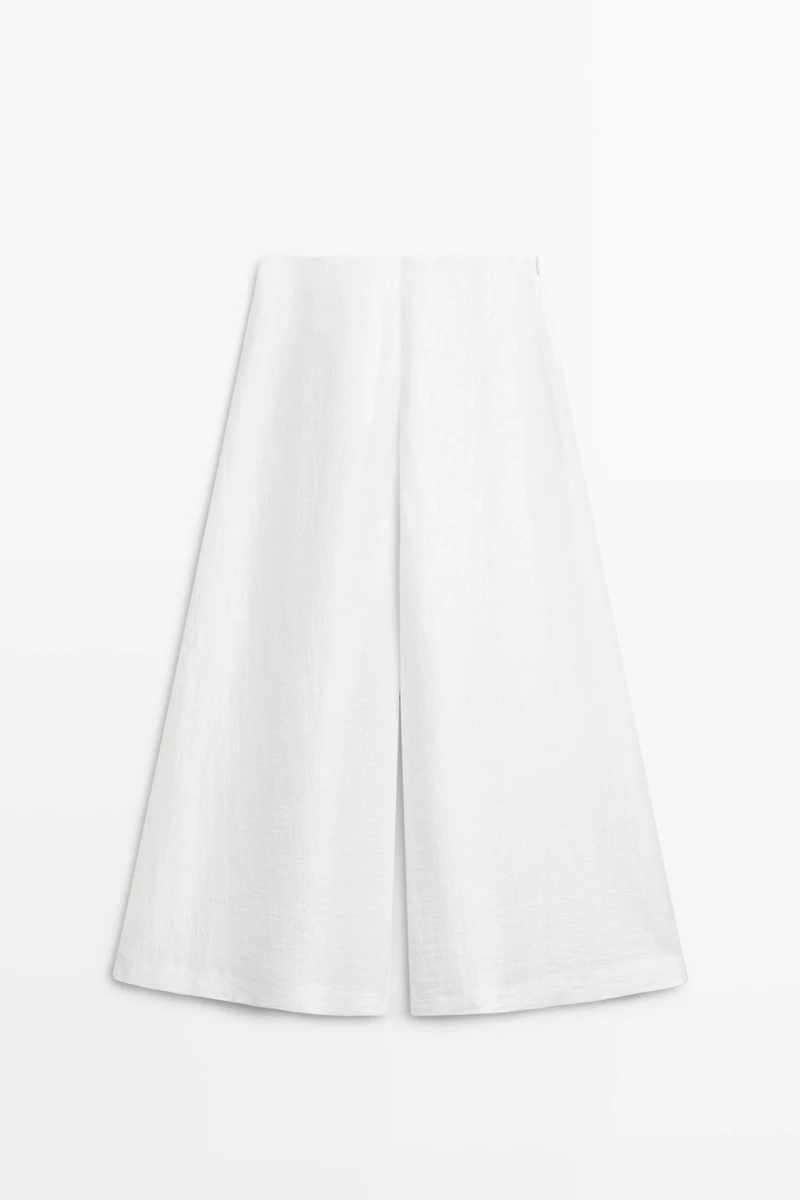 Linen blend palazzo trousers