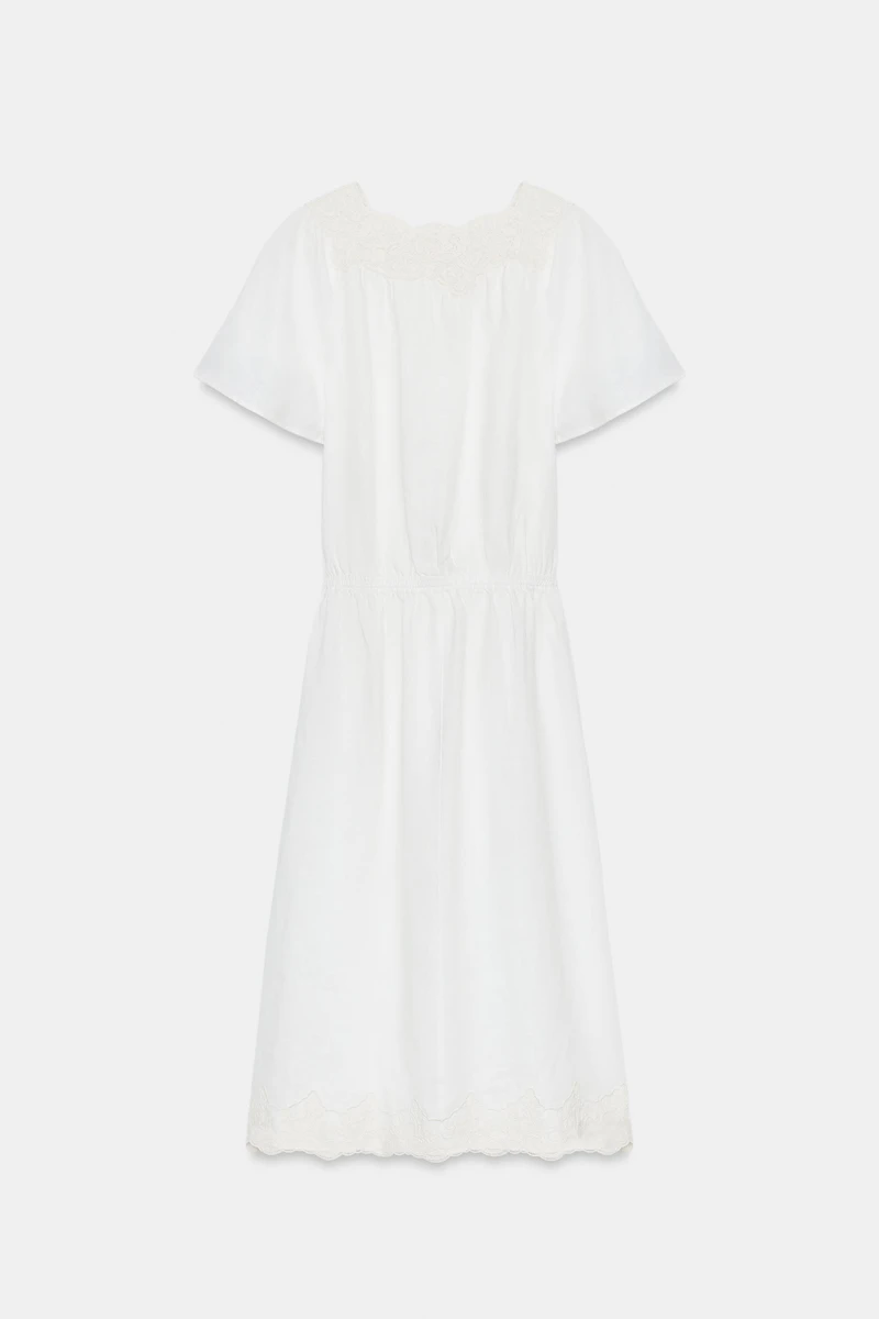100% LINEN CROCHET DRESS ZW COLLECTION
