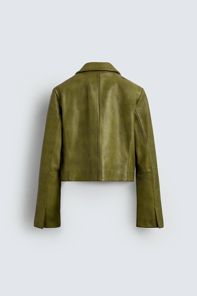 CROPPED FIT LEATHER BLAZER HARRY LAMBERT FOR ZARA X DISNEY