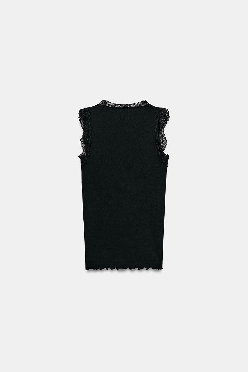 RIBBED LACE T-SHIRT