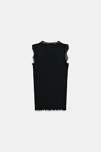 RIBBED LACE T-SHIRT