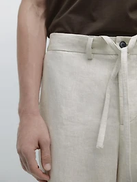 Pantalon léger à chevrons en lin